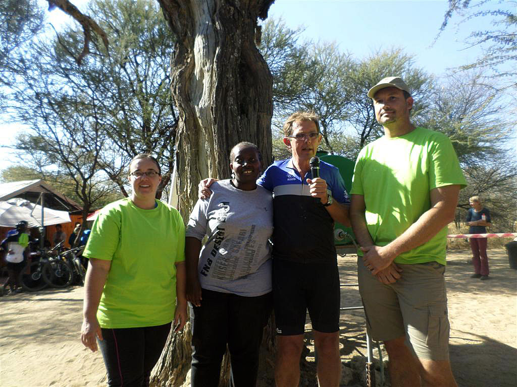 Organization of Ongeama game2014: MJ Ndimbira, P.A.Y Director,Doreen Koen, from the Okahandja Cycle Club and Steve Galloway, who hosted the event