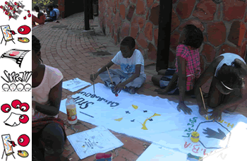 PAY children working on the mini-project called Support Children’s Rights Through Education, Arts and Media (Scream)